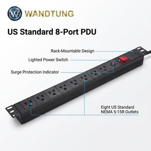 Custom US Standard Rack Mount PDU Power Distribution Unit 6/8 Outlet Power Strip for Network Cabinet Server Rack Cabinet